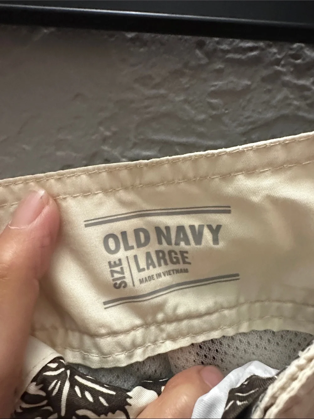 Old Navy Black & Cream Floral Lace-Up Swim Trunks